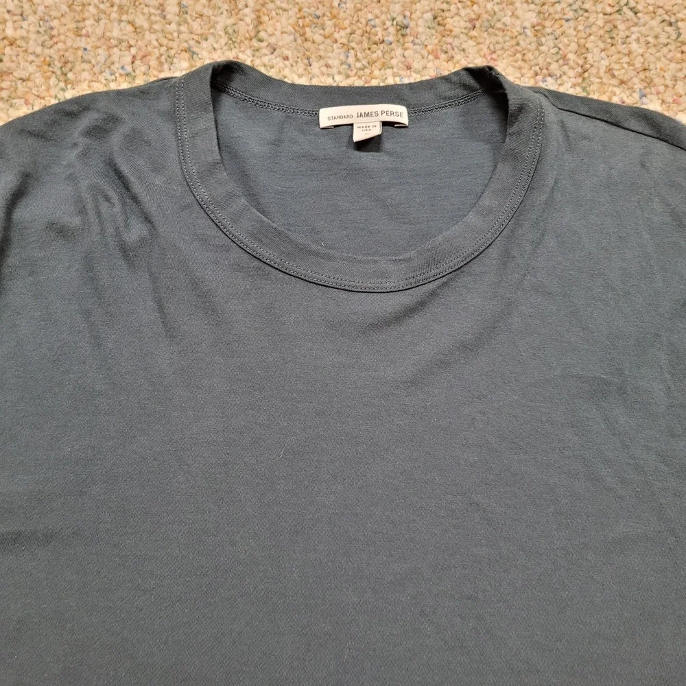 James Perse Shirt Mens Size 2 Green Blue Long Sleeve Standard Crew Neck USA - Picture 2 of 13